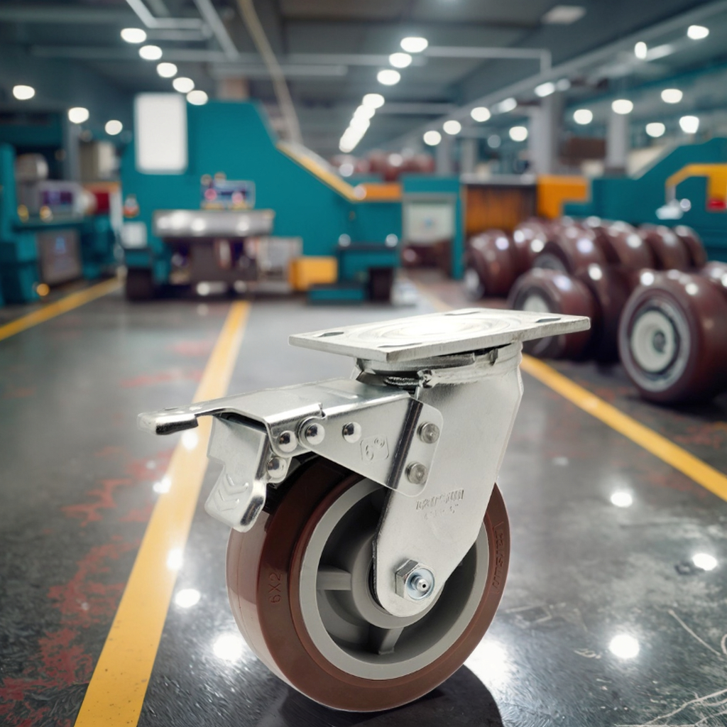 Heavy Duty Steel Polyurethane Castors 4/5/6 Inch Mobile Table Swivel Casters With Brake Ball Bearing &amp; Silent Operation