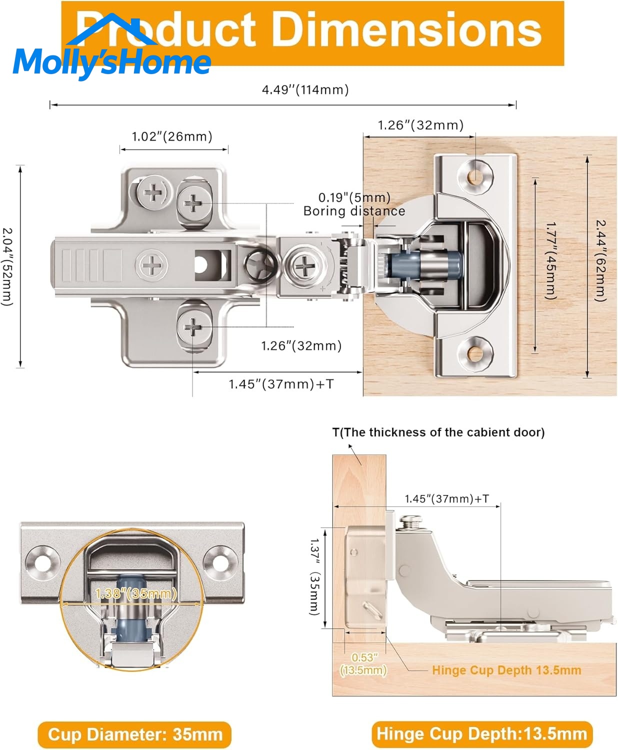 Advanced Soft Close Inset Cabinet Hinges 35mm 3D Adjustable Clip-on Steel Hinge for Modern Frameless Furniture