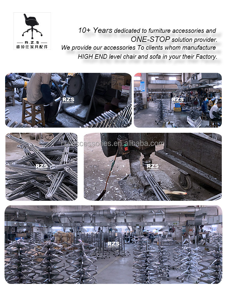Durable Dining Chair Parts Disassembly Structure Iron Material Black Coating Heavy Duty Hardware Chair Legs with Swivel Plate