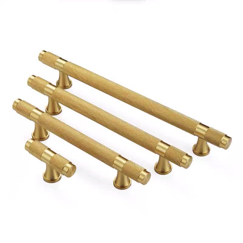 Made in China Furniture Hardware Knurled Solid Brass Selling Reasonable Price Customized Cabinet Wardrobe Kitchen T bar Handle