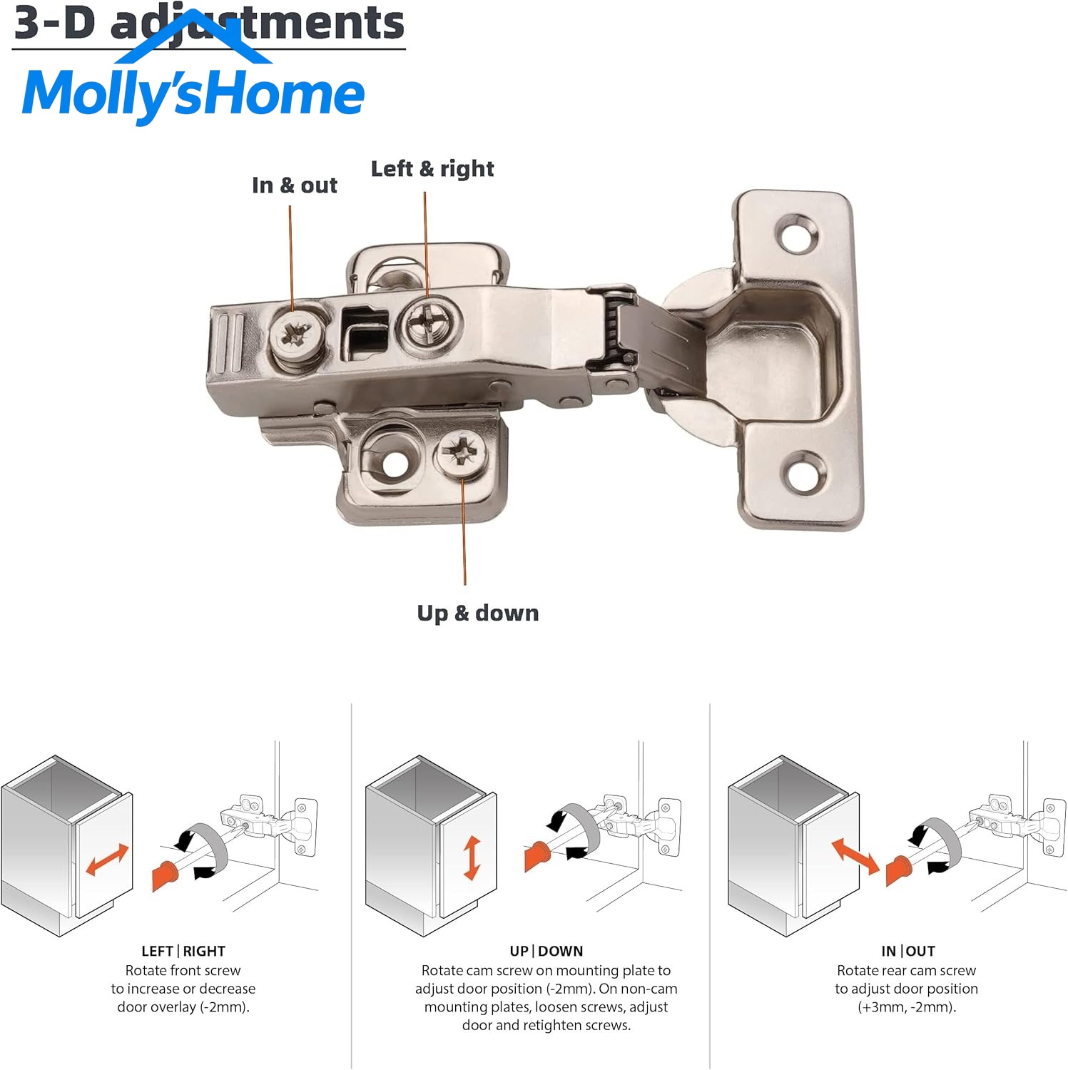 Innovative StainlessSteel 35mm Cup 3D Adjustable SoftClose FullOverlay Clip-on Cabinet Hinge For Kitchen Furniture