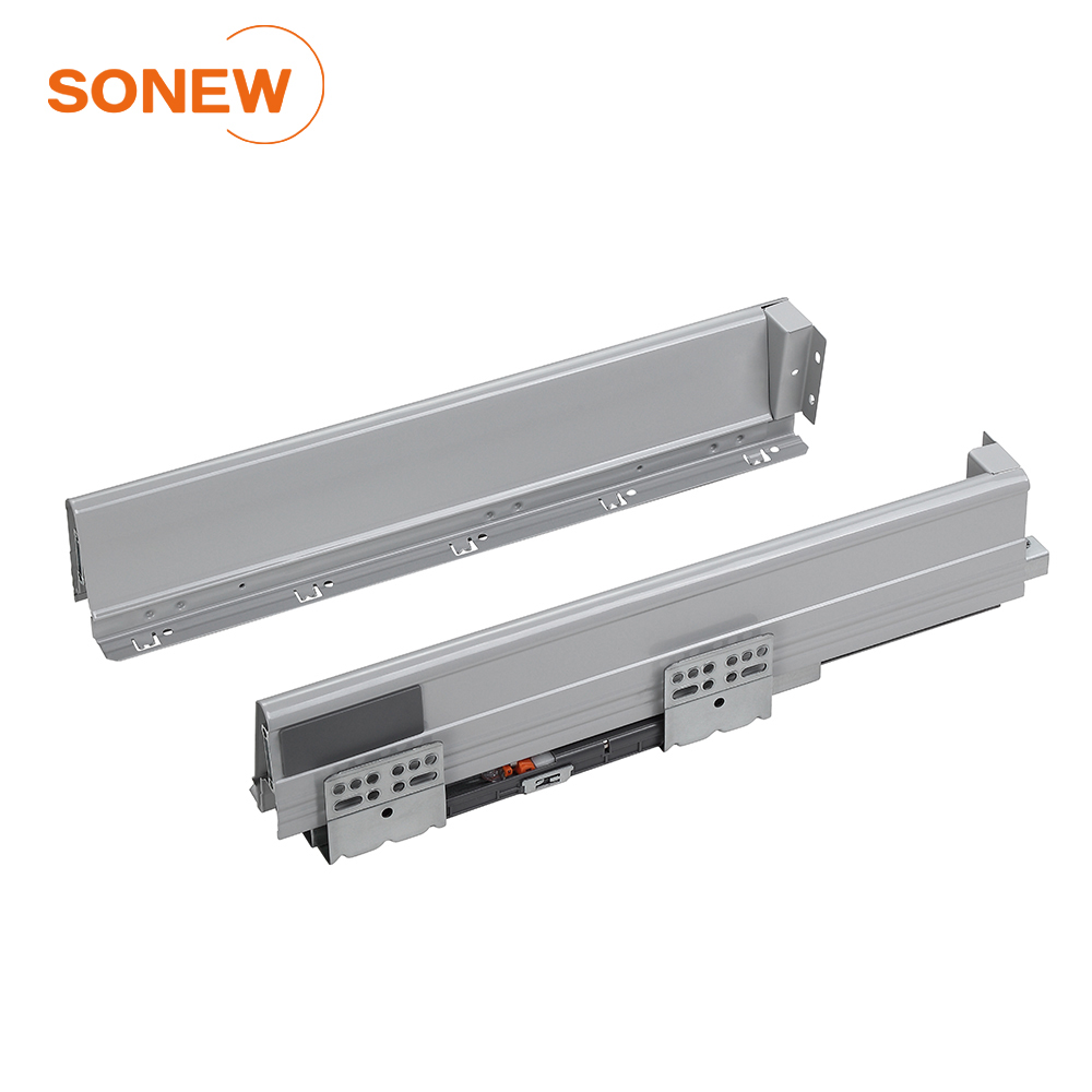 SONEW Undermount Drawer Slide Soft Close Sliding Rail Guide Rail Furniture Hardware Slim Metal Drawer Box System