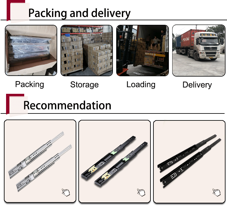 Heavy Duty Furniture Hardware Fittings Full Extension Ball Bearing 3 Fold Telescopic Channel Drawer Slides