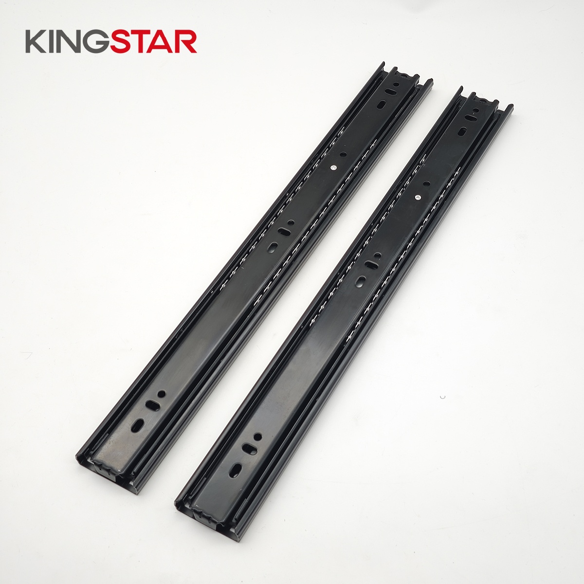3 Fold Full Extension Telescopic Drawer Slides Channel Zinc-Plated Black Steel Furniture Hardware For Kitchen &amp; Dining Cabinets