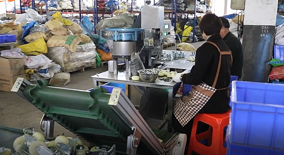Caster assembly machine