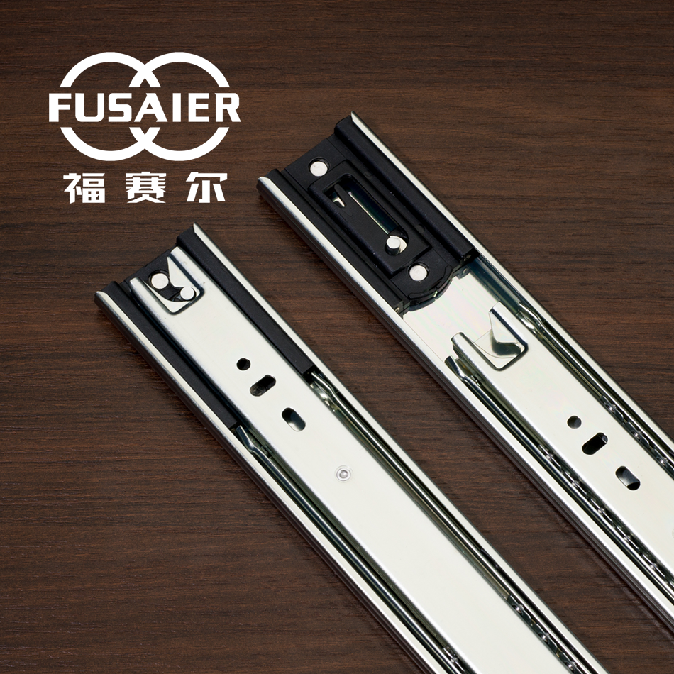 Cabinet Hardware Drawer Guiding Slide Runner 3-folding Ball Bearing Telescopic Channel Drawer Slide With Self-Lock System