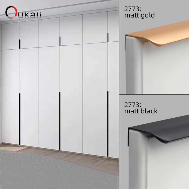 Oukali Modern Style Kitchen Cabinet Pull Aluminium Profile Cheap Hidden Furniture Cupboard Cabinet Concealed Long Handles