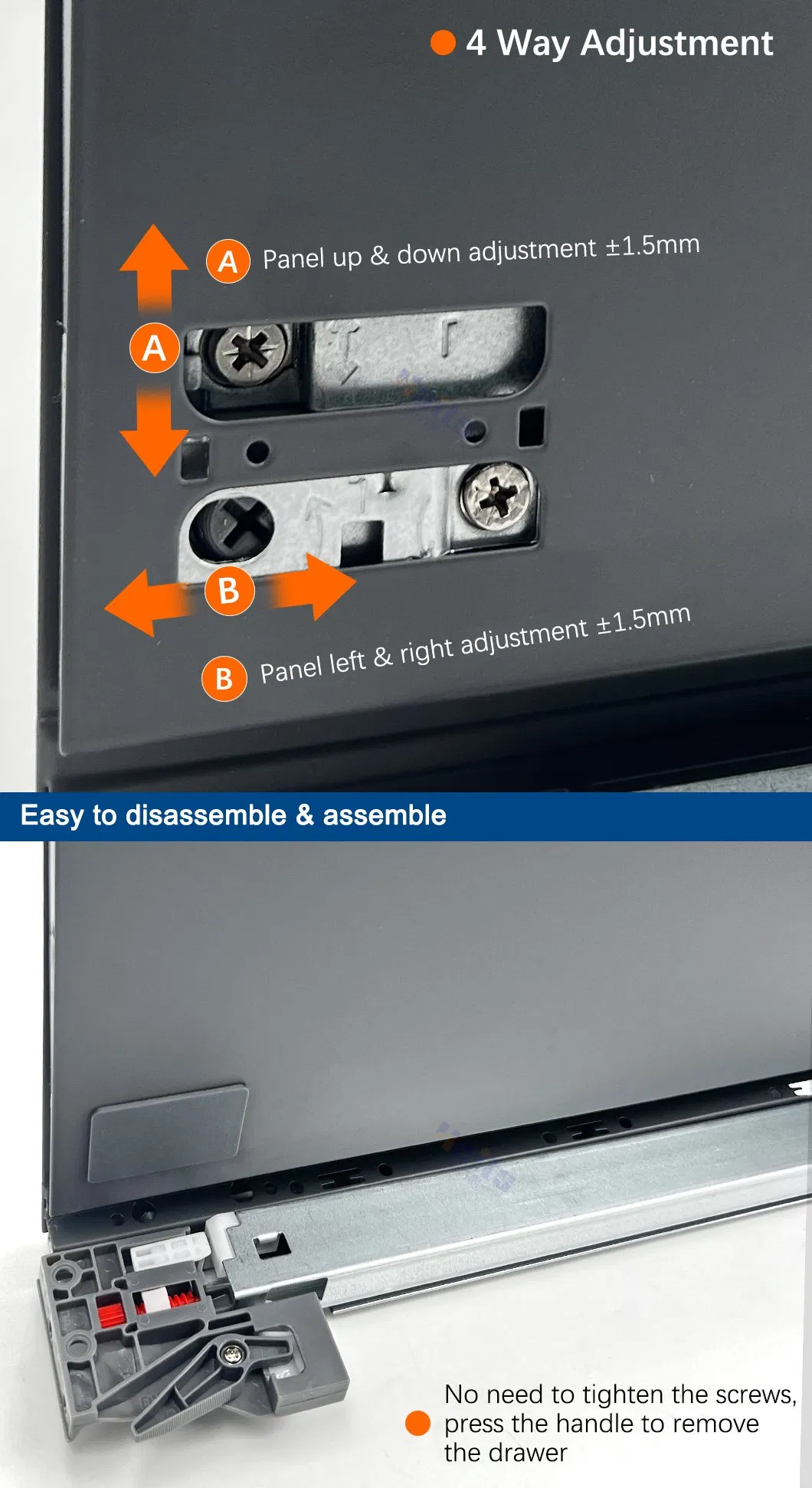 Height 180mm Soft Close Metal Box Drawer System for Kitchen Cabinet Furniture