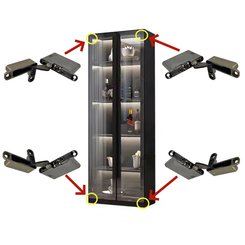 Italy Hidden Hydraulic 3D Adjustable Invisible Glass Cabinet Door Concealed Pivot Cupboard Wardrobe Aluminium Door Hinge