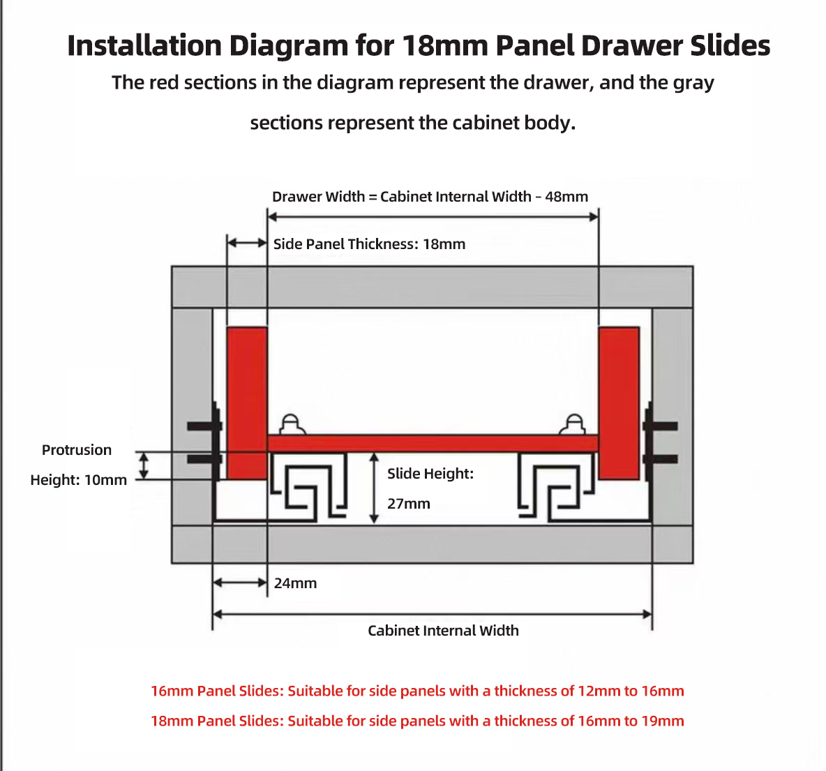 45mm Hidden Soft-Closing Telescopic Slide Rail - 3-Fold Cold-Rolled Steel with 1D Handle