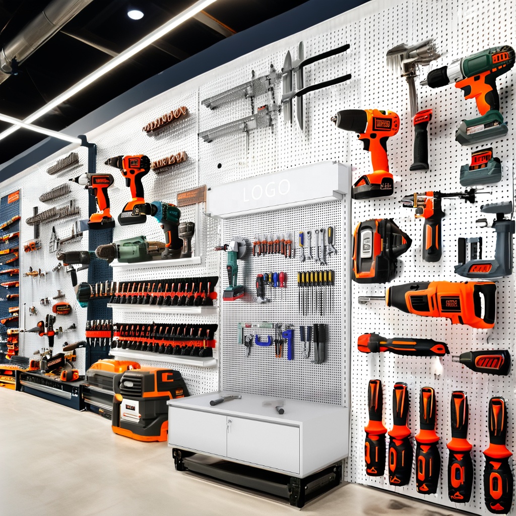 Manufacturer Heavy Duty Power Tools Drilling Metal Pegboard Hook Retail Store Display Fixtures For Hardware