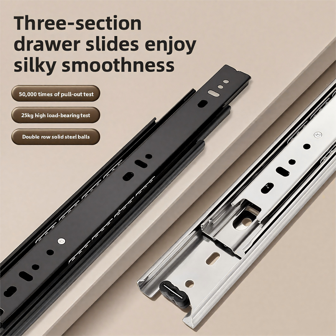 Soft Close 35mm Full Extension Drawer Slides Easy Installation for Kitchen Bathroom Warehouse Cabinets-MS Channel Sliding System