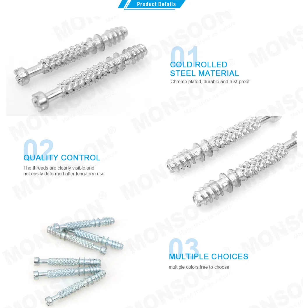Hardware Furniture Fittings M5 M6 Steel Sliver Table Desk Wooden Connector Fastener Zinc Plated Connector Cam Lock Cabinet Joint Connector Bolt