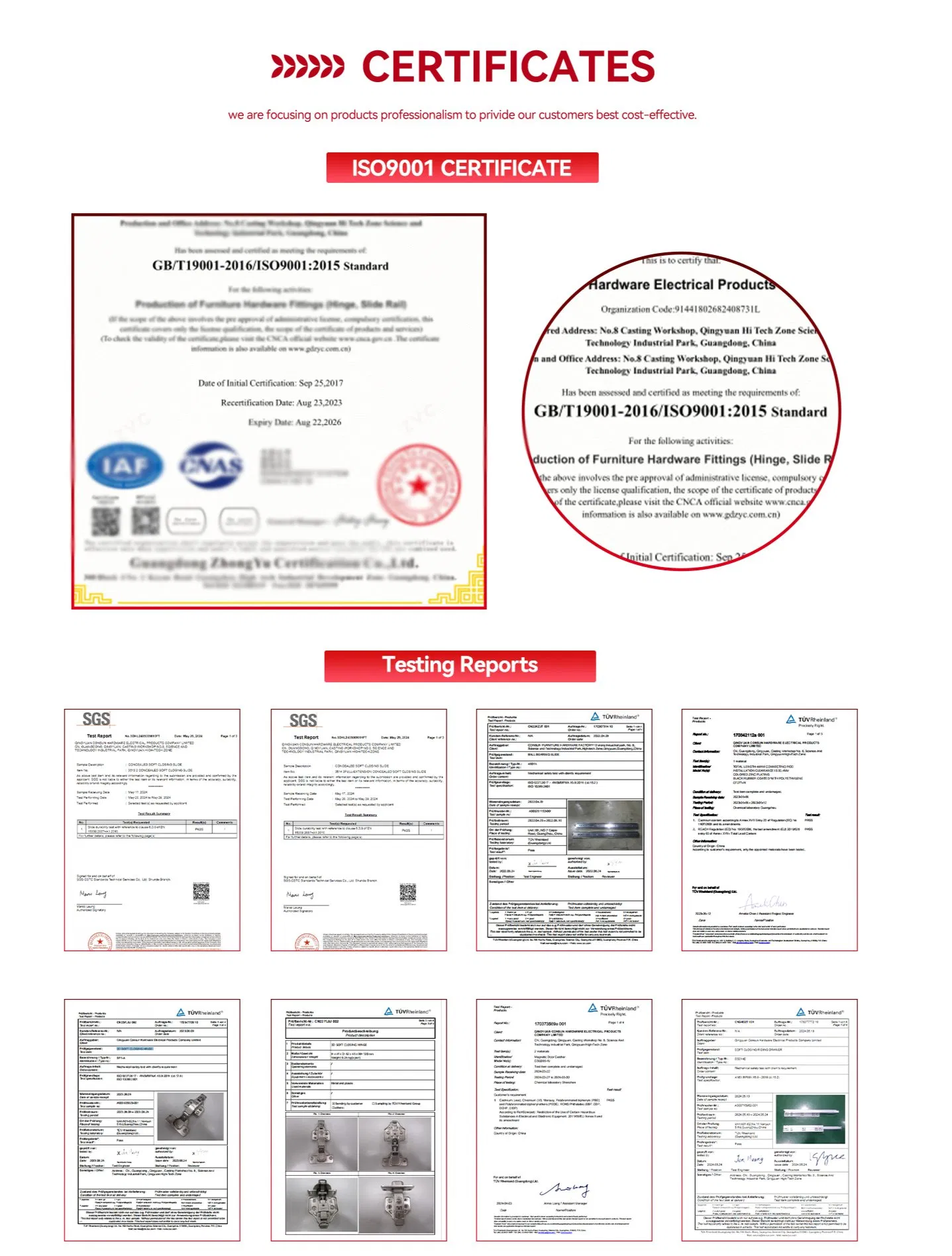 Product Quality Certifications