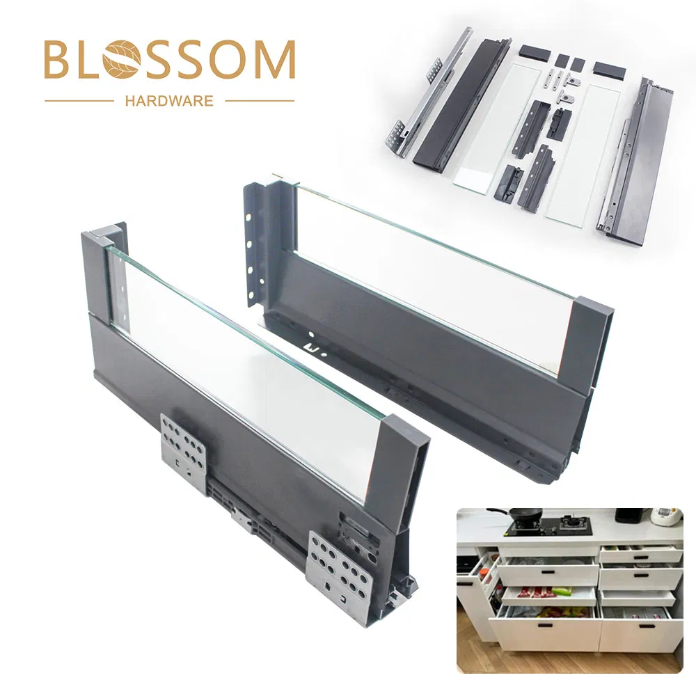 Furniture Fitting Kitchen Cupboard Glass Drawer Box Metal Box Soft Close Drawer System