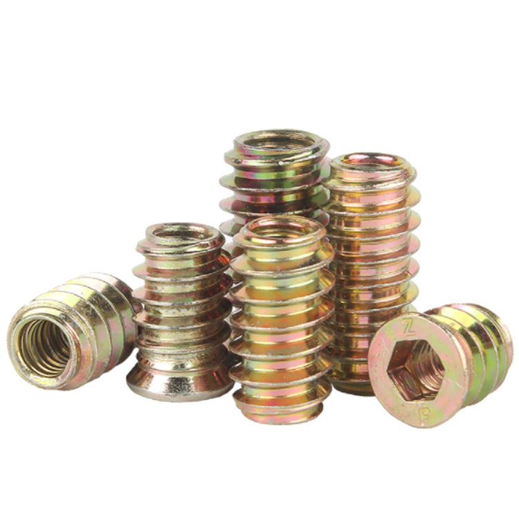 Zinc Alloy Carbon Steel M4 M5 M6 M8 Threaded Insert Furniture Connector Furniture Wood Insert Nut Wood Screw