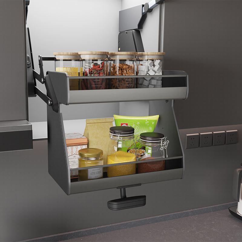 Modern Kitchen Cabinet Accessories Pull Down Basket System Lift Storage Organizer In Cabinets