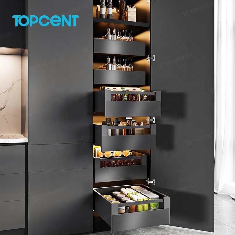 Luxury Modern Furniture Glass Drawer Box Furniture Hardware Heavy Duty Drawer Slide Rail Soft