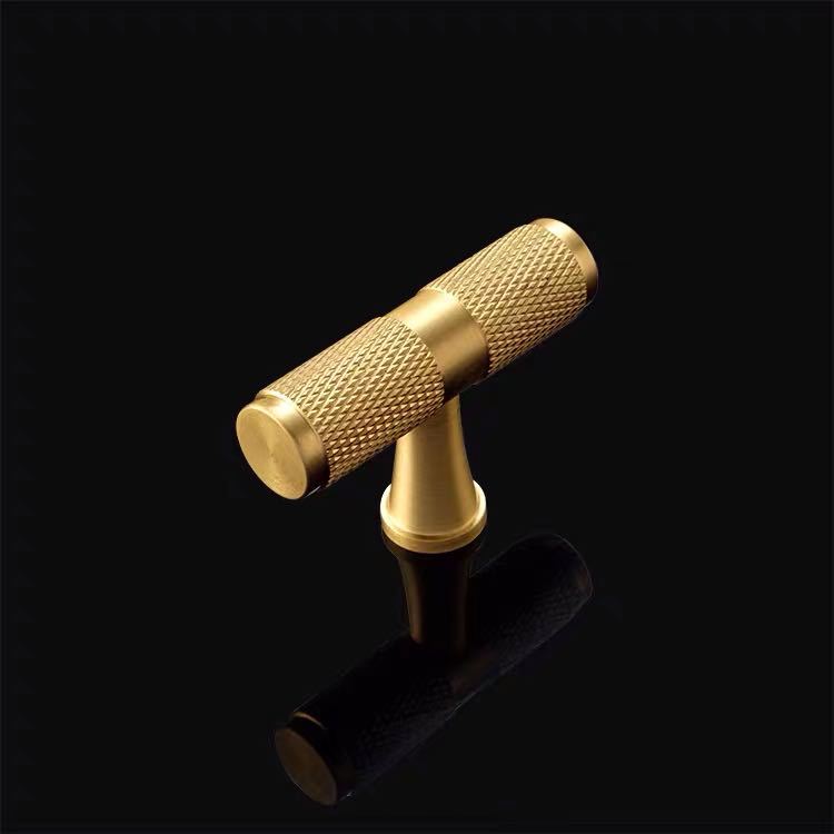 Made in China Furniture Hardware Knurled Solid Brass Selling Reasonable Price Customized Cabinet Wardrobe Kitchen T bar Handle