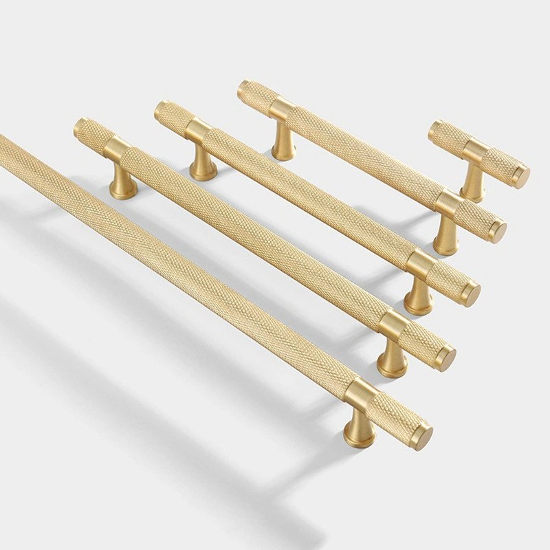 Made in China Furniture Hardware Knurled Solid Brass Selling Reasonable Price Customized Cabinet Wardrobe Kitchen T bar Handle