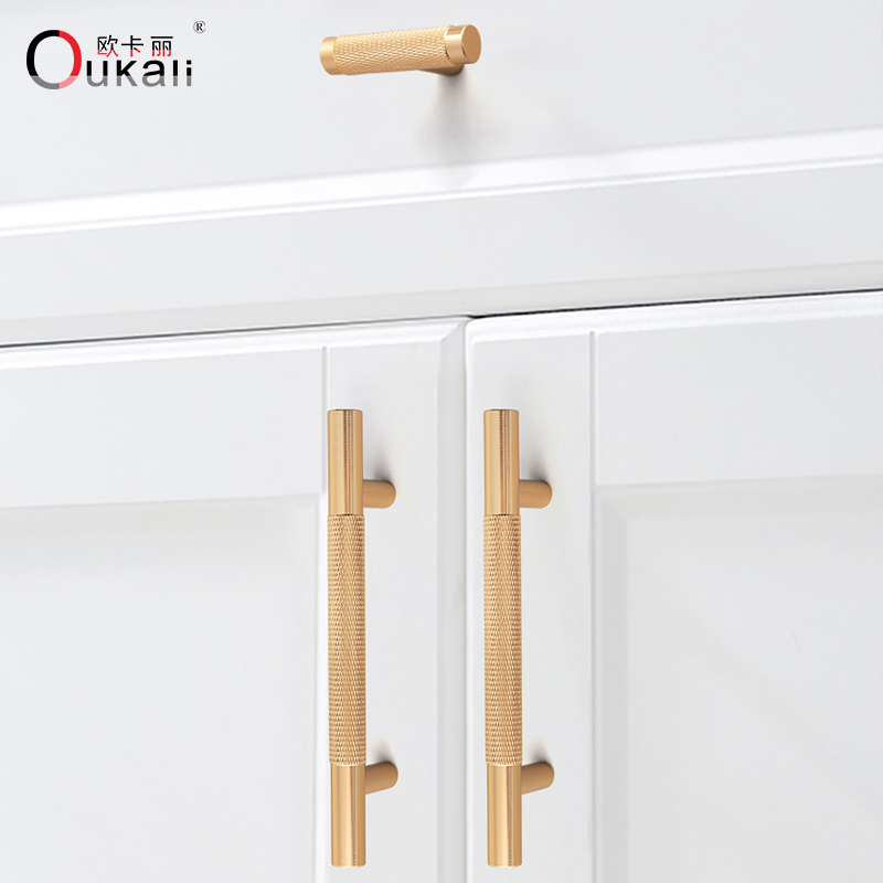 New T Bar Shape Furniture Hardware Supplies Kitchen Gold Cupboard Cabinet Drawer Door Cupboard Knurled Handles