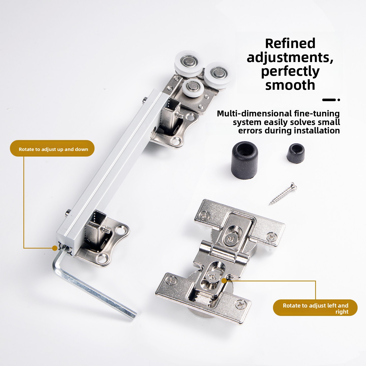 No Bottom Rail Wardrobe Folding Door Accessories Aluminum Alloy Zinc Alloy Sliding Door Hardware Hanging Sliding Accessories