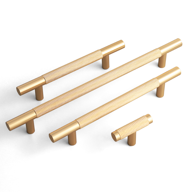 New T Bar Shape Furniture Hardware Supplies Kitchen Gold Cupboard Cabinet Drawer Door Cupboard Knurled Handles