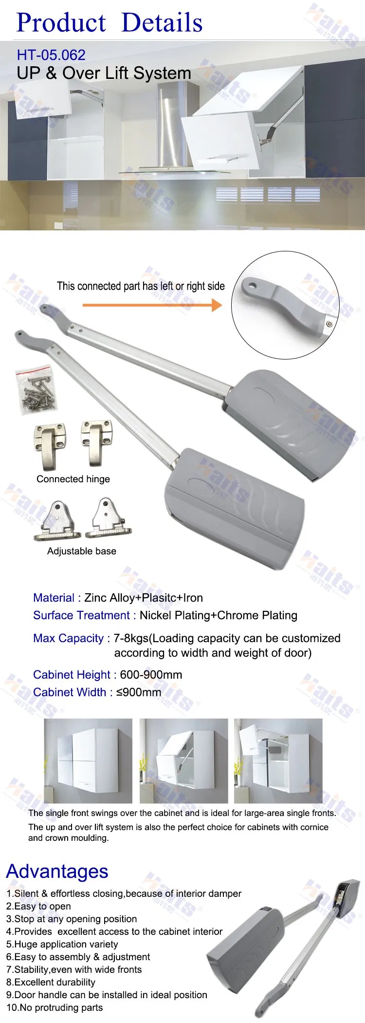 Heavy Duty Zinc Alloy Parallel Lift up System for Cupboard