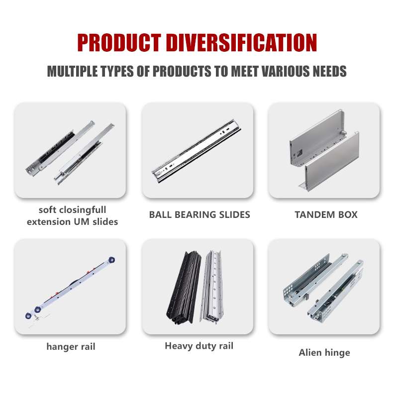 Hot Selling Style Easy to Install Hidden 3D Adjustable Soft Close Office Furniture Drawer Slide Rebound 3-fole Drawer Slides