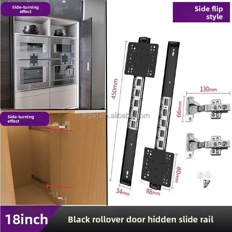 Hidden Pocket Door Slides &amp; Hinges-Heavy Duty Modern Slides for Kitchen Bedroom Outdoor Cabinet &amp; Wardrobe Doors