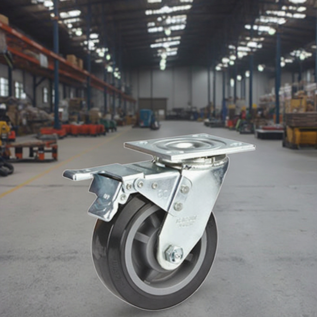 Heavy Duty Steel Polyurethane Castors 4/5/6 Inch Mobile Table Swivel Casters With Brake Ball Bearing &amp; Silent Operation