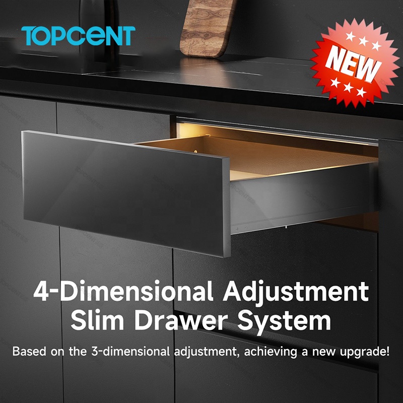 Luxury Modern Furniture Glass Drawer Box Furniture Hardware Heavy Duty Drawer Slide Rail Soft