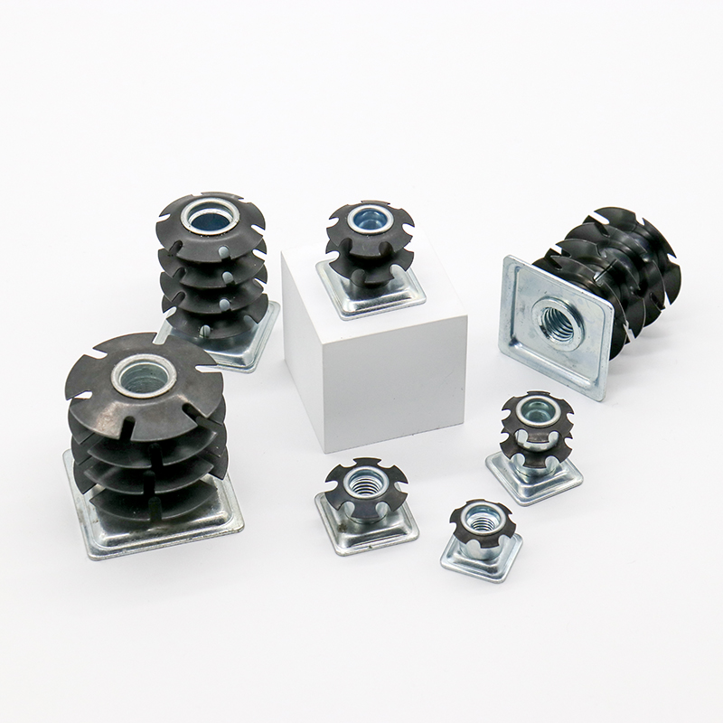 Double Layers Furniture Connector Hardware Steel Leg Nuts Table Tube Leg Sunflower Star Lock Nut Spring Threaded Insert Nuts