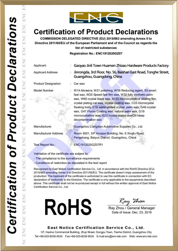 RoHS Certificate