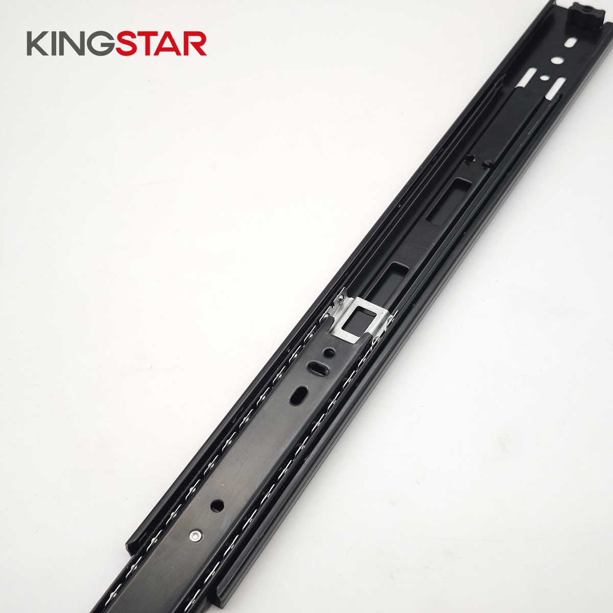 3 Fold Full Extension Telescopic Drawer Slides Channel Zinc-Plated Black Steel Furniture Hardware For Kitchen &amp; Dining Cabinets