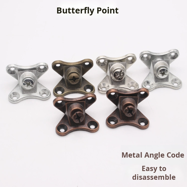 Modern Red Ancient Zinc Alloy No-Drill Butterfly Angle Bracket Supports Three-in-One Wood Board Partition Fastener for Furniture
