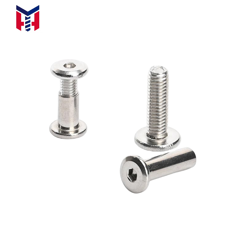 304 Stainless Steel Chamfered Hexagon Socket Connecting Screw and Nut, Furniture Splint Butt Joint Bolt &amp; Rivet Fastener M2-M10