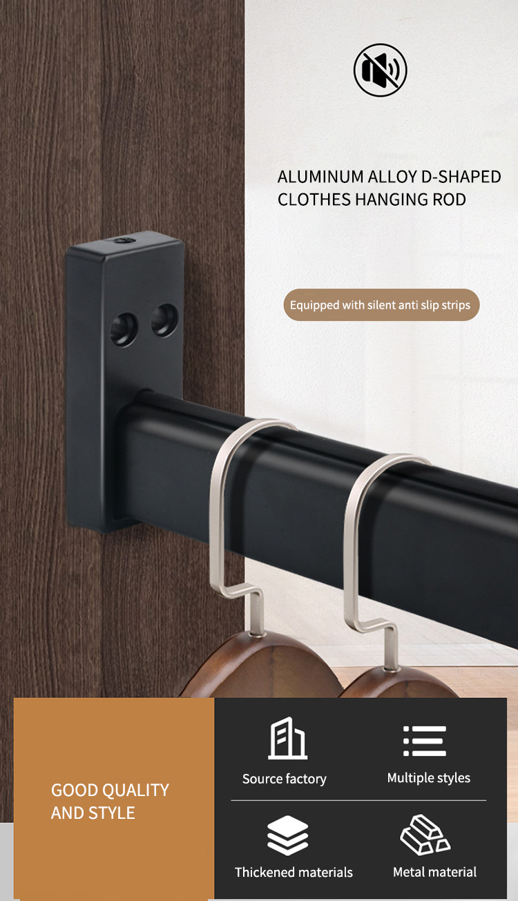 Cabinet Hanging Clothes Rod Furniture Hardware Accessories Aluminum Alloy Wardrobe Hanger Rod Flange Seat