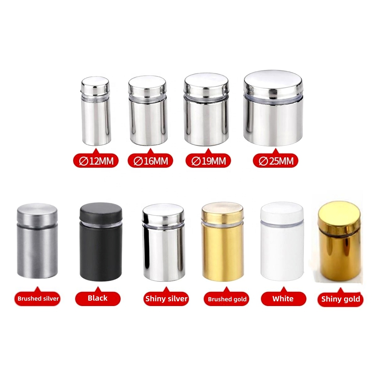 Hollow Flat Top Stainless Steel Glass Acrylic Sign Standoff Screws Fittings Hardware Spacer Fastener Advertising Nails