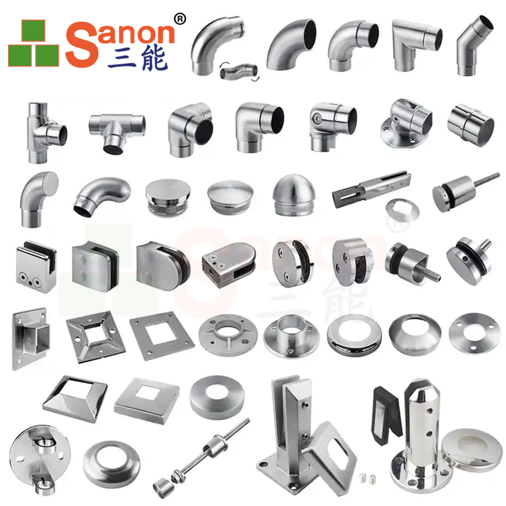 SANON Glass Balustrade Accessories Indoor 201 304 Railing Glass Mounted Handrail Brackets Stainless Steel