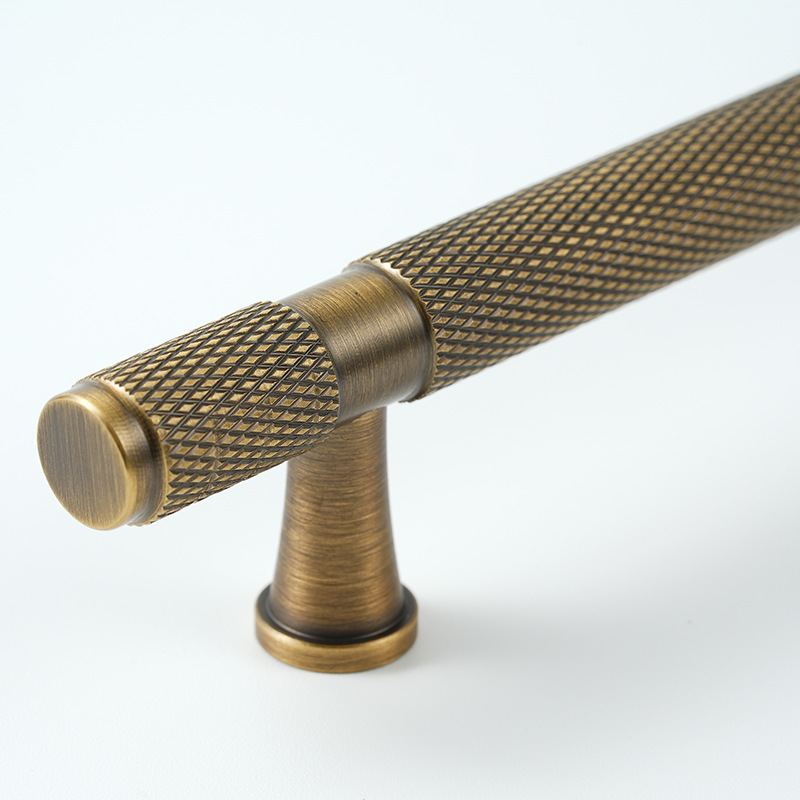 Made in China Furniture Hardware Knurled Solid Brass Selling Reasonable Price Customized Cabinet Wardrobe Kitchen T bar Handle