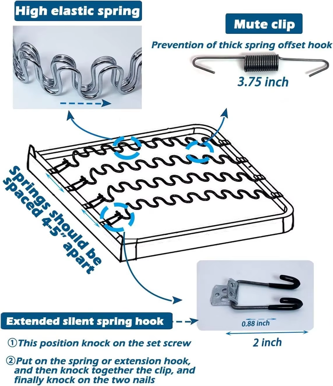 Serpentine Spring Zigzag Coil Spring, S Shaped Snake Spring for Furniture Sofa Bed Frame Accessory