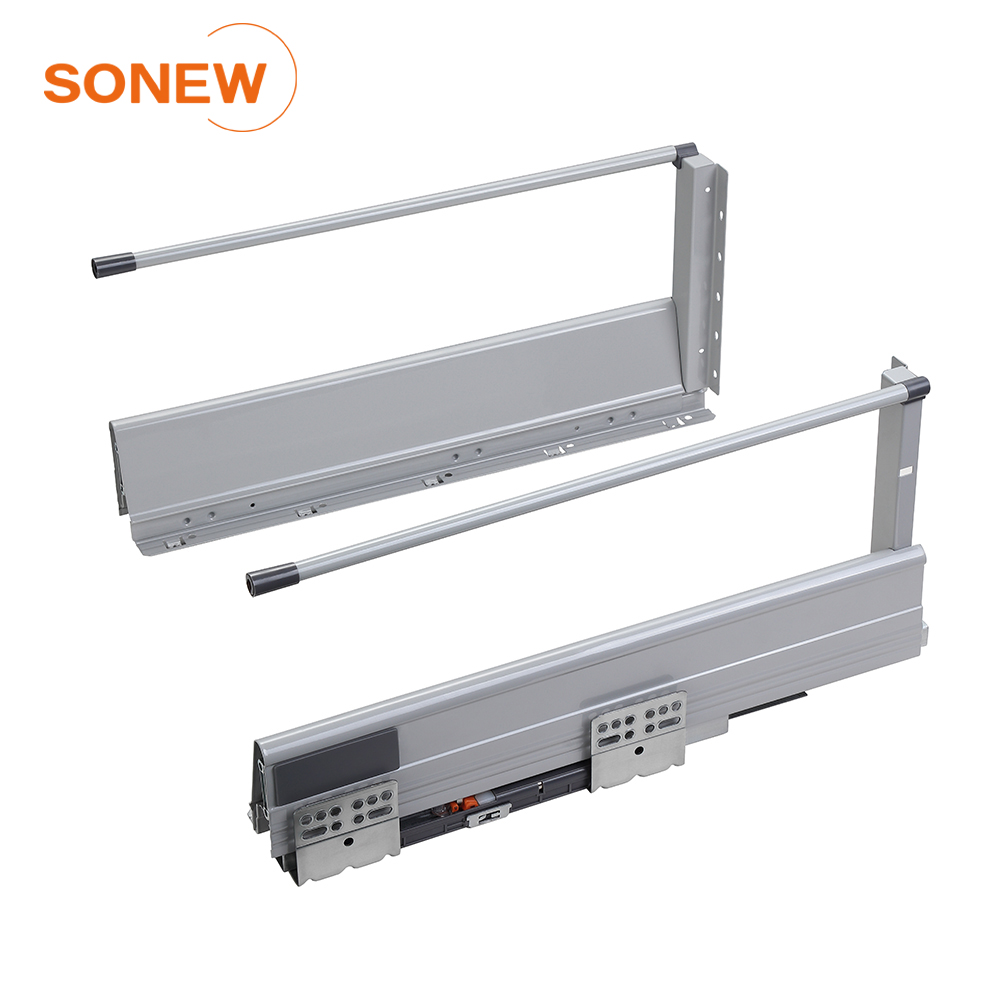 SONEW Undermount Drawer Slide Soft Close Sliding Rail Guide Rail Furniture Hardware Slim Metal Drawer Box System