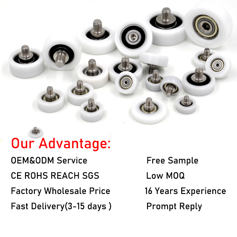Nylon Pulley Furniture Drawer Roller Bearing Sliding Door Wheel Runner Hardware Smooth Sliding Gate Wheel Bearing With M5 Screw
