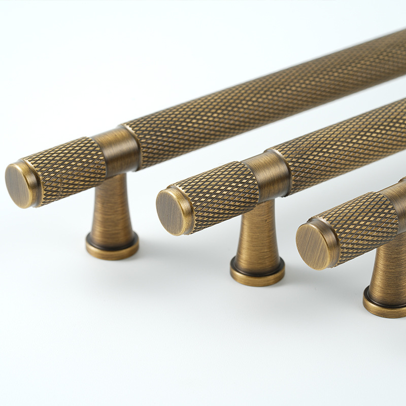 Made in China Furniture Hardware Knurled Solid Brass Selling Reasonable Price Customized Cabinet Wardrobe Kitchen T bar Handle