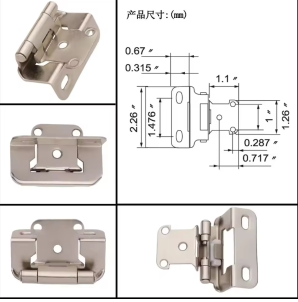 Contemporary Iron Multiple Joint Hinges Half Overlay Corner Hinges Black Durable Easy Installation Bedroom Furniture Kitchen