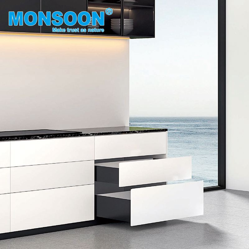 Furniture Hardware Custom Size Cabinet Metal Box Soft Closing Kitchen Cabinet Drawer System Soft Closing Telescopic System for Kitchen Box