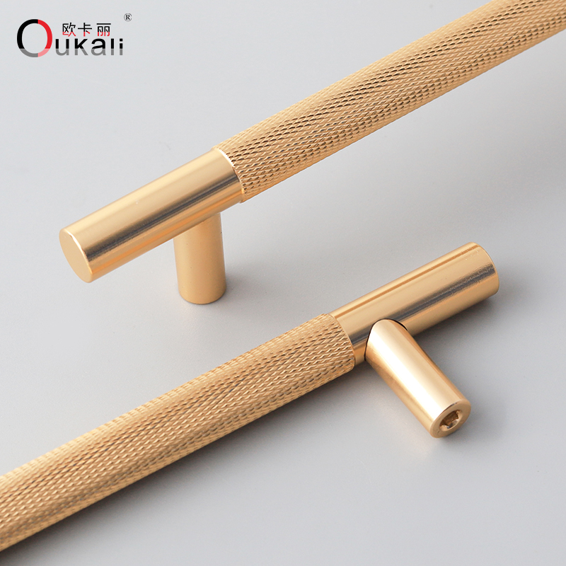 New T Bar Shape Furniture Hardware Supplies Kitchen Gold Cupboard Cabinet Drawer Door Cupboard Knurled Handles