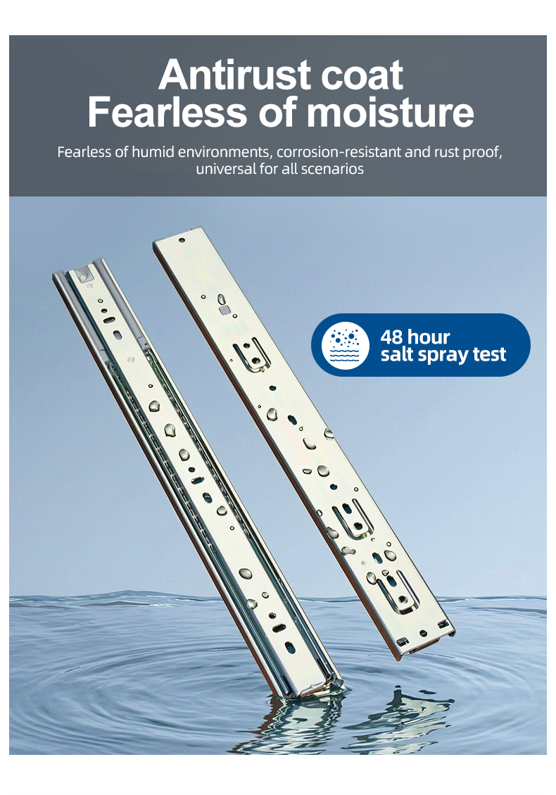 Steel Cabinet 45mm 100lbs Heavy Duty Full Extension Ball Bearing Drawer Slide with Bayonet for Office/Hotel Apartment