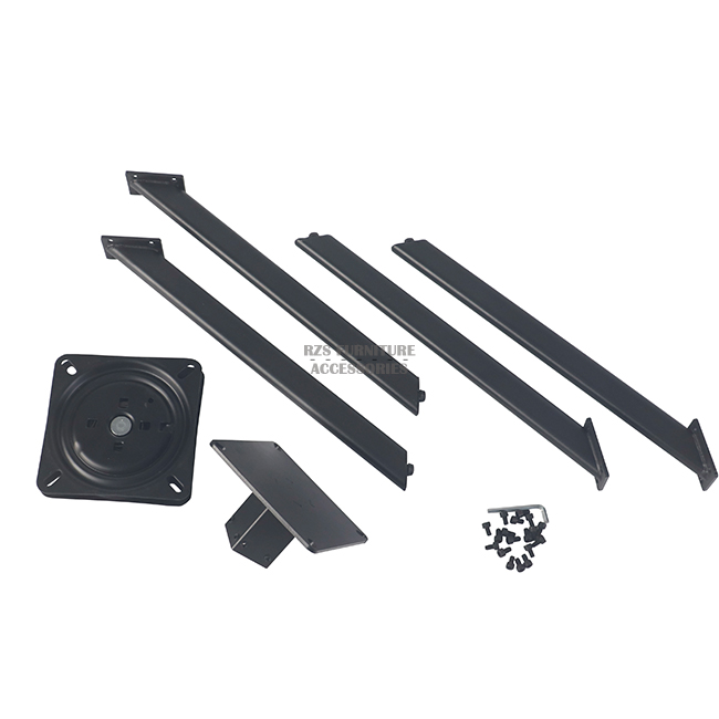 Durable Dining Chair Parts Disassembly Structure Iron Material Black Coating Heavy Duty Hardware Chair Legs with Swivel Plate